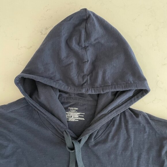 Calvin Klein Casual Lightweight Pull On Lg Sleeve 100% Cotton Hoodie Navy Sz XL - Picture 4 of 10